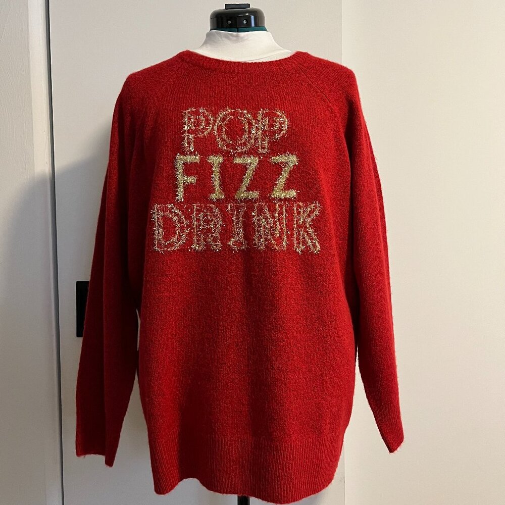 NWT Torrid Red & Gold 'Tinsel Pullover' Holiday Sweater, sz 1/1X